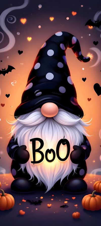 a cartoon gnome sitting on the ground with boo written in it's mouth and pumpkins around him Halloween Cellphone The Pumpkin King, Halloween Aesthetic Ipad, Halloween Watch Face, dark slate gray