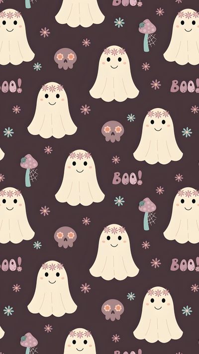seamless ghost pattern with snowflakes and flowers on purple background for halloween fabric Kids Halloween Costume Custom Removable Halloween Seamless, Halloween Seamless Patterns Collection, Cute Halloween Pattern October, dark slate gray