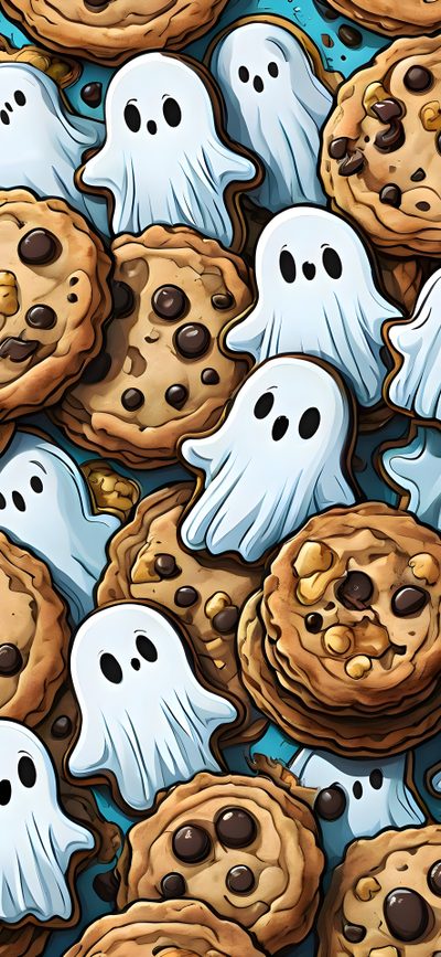 cookies with ghost faces and chocolate chip cookies Halloween Cookie Home Business, Layout, peru