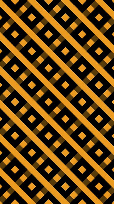 an orange and black striped background with diagonal lines in the center, as well as squares Halloween Circle Geometric In Ochre Yellow Geometric Pattern On Dark Background, Yellow And Black Textile Pattern, Geometric Pattern With Yellow And Black Stripes, dark olive green