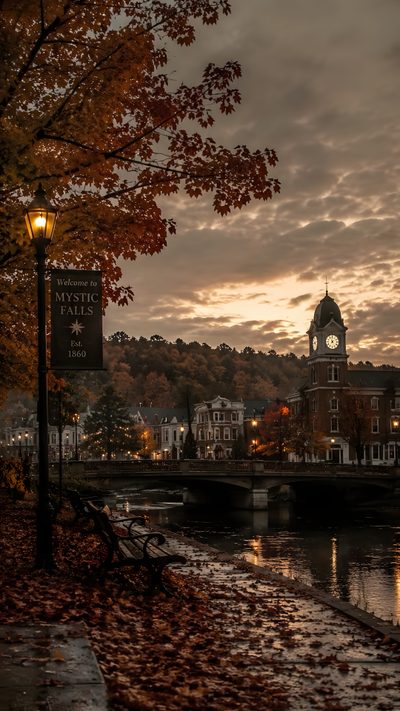 a clock tower on top of a building next to a river Calm Halloween Of Fall, Fall Outside, Maryland In The Fall, Autumn Inspo, Fall Theme Pictures, dark slate gray