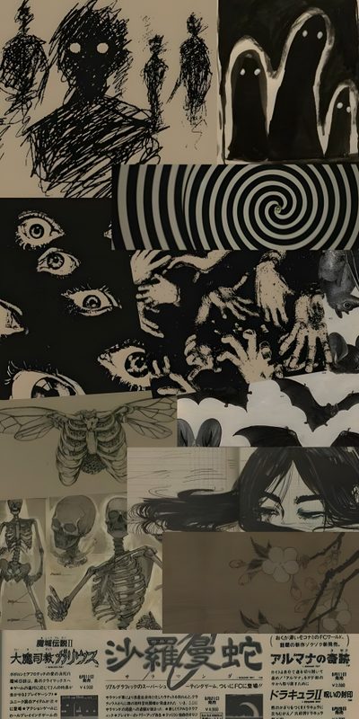 an assortment of black and white drawings on paper Halloween Spooky Grunge Custom Grunge Android, Simple Grunge, Simple Grunge Iphone, dark olive green