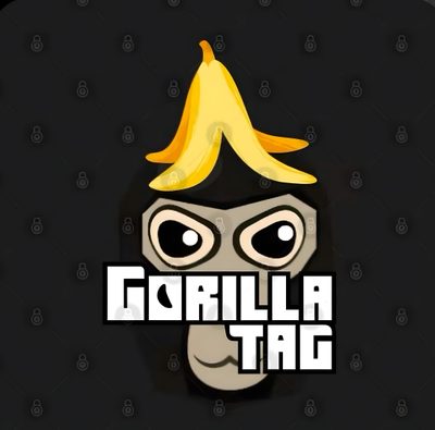 the logo for gorilla tag with a banana on top Gorilla Tag Halloween Gorilla Tag Art Pfp, Goofy Gorilla Tag, Gorilla Tag Doodle, Angry Gorilla Sticker, black