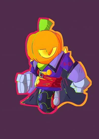 an image of a cartoon character with a pumpkin on his head and arms, sitting down Halloween Pumpkin Brawl Custom Brawl Stars Pumpkin, Vintage Sprout Fanart, Brawl Stars Skeleton, dark slate gray