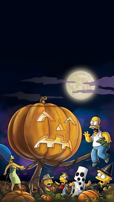 the simpsons characters are carving pumpkins for halloween Simpsons Halloween 4k Bart Simpson Halloween, Simpsons Halloween Iphone, Simpsons Halloween, black