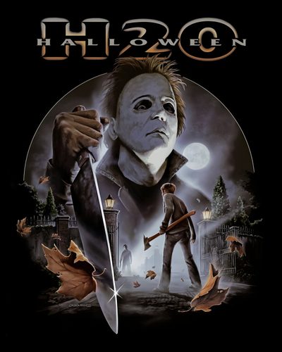 a movie poster for the film halloween Halloween H20 Horror Movie Icons, Classic Horror Movies Monsters, Horror Artwork, Horror Characters, black