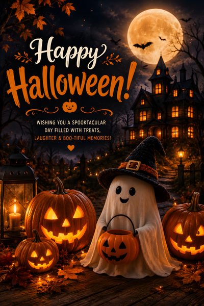 happy halloween card with pumpkins and jack - o'- lanterns Happy Halloween Spirit Halloween Front Porch Inspiration, Fall Accents, Pumpkin Display, black