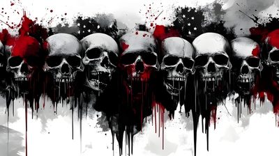 a group of skulls with blood dripping down the side of them on a white and black background Halloween Skull For Desktop Skull Laptop, Digital Painting Photoshop, Skull Background Pc, Emo, gray