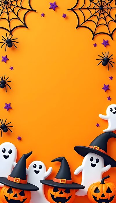 halloween background with ghostes and pumpkins Halloween Templates Halloween Invitaciones, Photo Halloween, Image Halloween, dark orange