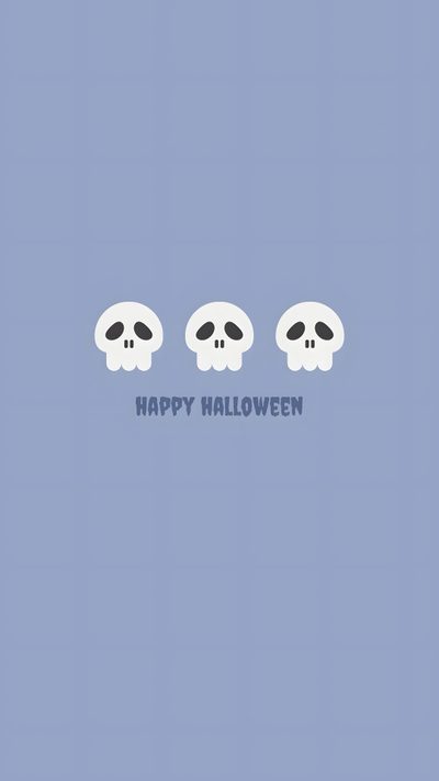 three skulls with the words happy halloween written in blue and white on a light blue background Aesthetic Cute Halloween Blue Skull Illustration, Halloween Blue, Halloween Signs, Halloween, dark gray