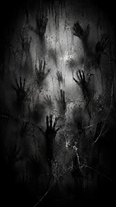 several hand prints on a wall in black and white Halloween Creepy Halloween Art, Digital, Dark Art, Lock Screen, Phone, Iphone, black