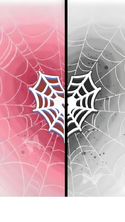 two spider webs with pink and grey background Halloween Iphone Matching Diy Halloween Decoration Ideas, Colorful And Black Spider Webs, Halloween Spider Web Decor, thistle