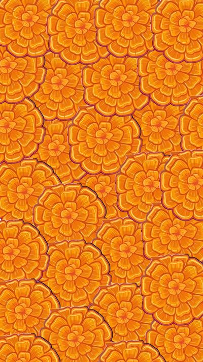an orange and yellow background with flowers on the bottom, in different sizes and colors Halloween Marigold Orange And Yellow Floral Background, Orange Kaleidoscope Flower Colorful Mix, Orange Floral Seamless Pattern, chocolate