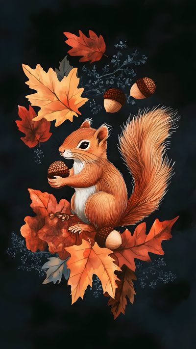 Squirrel with acorns and autumn leaves. Autumn background for phone. Squirrel Halloween Wallpaper, Squirrel Autumn, Squirrel With Acorn, Squirrel With Acorn Wallpaper, Squirrel Screensaver, Fall Squirrel Background, Squirrel And Acorn Wallpaper, Autumn Animals Wallpaper, Fall Squirrel Wallpaper Squirrel Halloween Squirrel Halloween, Squirrel Autumn, Squirrel With Acorn, Squirrel Screensaver, black