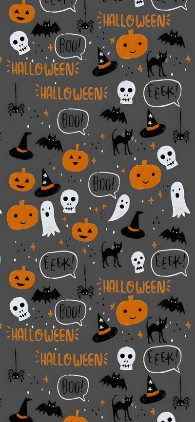 halloween themed wallpaper with pumpkins and ghost faces Aesthetic Halloween Elements Halloween For Lock Screen, Simple Halloween Iphone, Halloween Samsung, dark slate gray