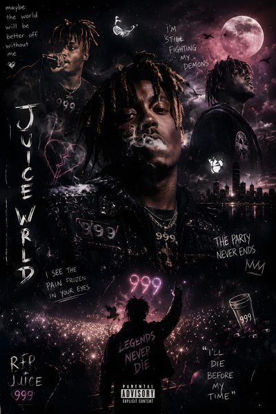 the cover art for dj wolf's album 999, featuring rapper lil wayne Halloween Juice Wrld Juce Wrld, Juice Wrld, Juice World, Juice, black
