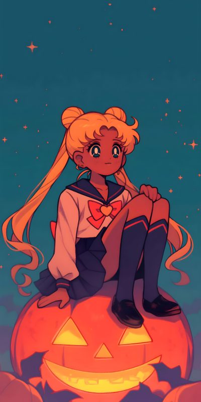 Under a starlit sky, Sailor Moon sits atop a glowing jack-o’-lantern, blending moonlit magic with spooky Halloween vibes 🌕✨ Sailor Moon Halloween, Sailor Moon S, Autumn Cozy, Halloween Art, Spooky Halloween, Magical Girl, Jack O Lantern, Sailor Moon, Anime Wallpaper Sailor Moon Halloween Sailor Moon Halloween, Sailor Moon S, Autumn Cozy, Halloween Art, dark slate gray