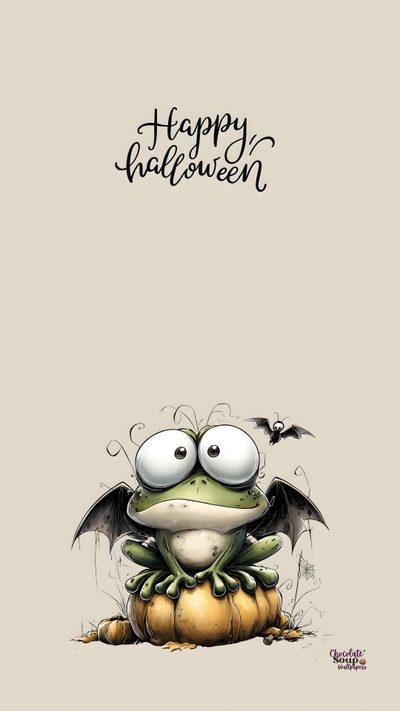 a frog sitting on top of a pumpkin with the words happy halloween written above it Frog Halloween Halloween Turtle Background, Christmas Frog, Crazy Frog Halloween, Frog Christmas, light gray