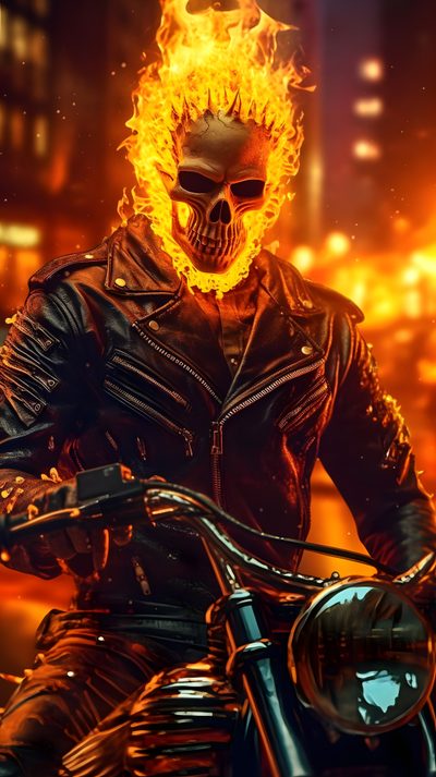 a man on a motorcycle with flames coming out of his face and wearing a leather jacket Halloween Motorcycle Ghost Rider Images, Johnny Blaze, Ghost Raider, Ghost Rider Pictures, Ghost Rider, maroon