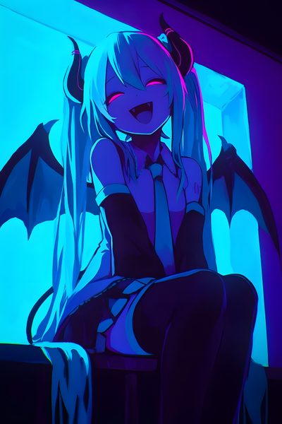 Demon Miku Fanart, Monster Hatsune Miku, Devil Hatsune Miku, Hatsune Miku Little Devil, Devil Miku, Little Devil Miku, Hatsune Miku Monster, Miku Monster, Succubus Miku Halloween Miku Demon Miku Fanart, Monster Hatsune Miku, Devil Hatsune Miku, dark blue