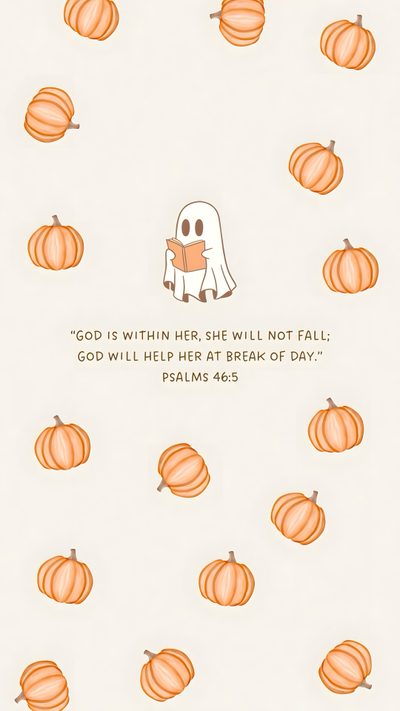 an orange and white background with pumpkins on it, saying god is within her she will not fall God Halloween Fall Backgrounds Iphone, Fall Bible Verses, Autumn Phone, Iphone Preppy, linen