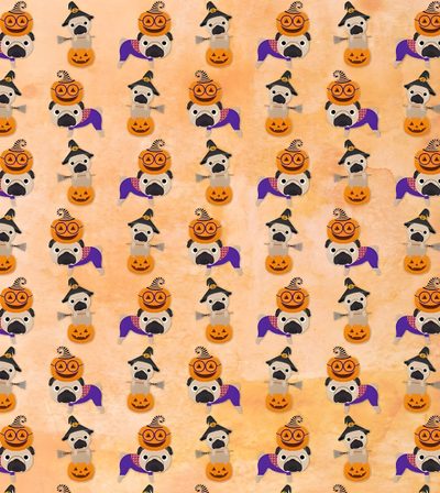 an image of halloween pumpkins and pug dogs on orange background with black spots Halloween Pug Iphone Fall Pug, Halloween Pug, Pug Thanksgiving, Pug Halloween, Pumpkin Pug, burlywood