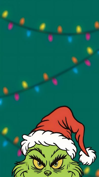 the grin face is wearing a santa hat Grinch Halloween Merry Grinchmas, Grinch Phone, Grinch Iphone, Grinch Background Phone, dark slate gray