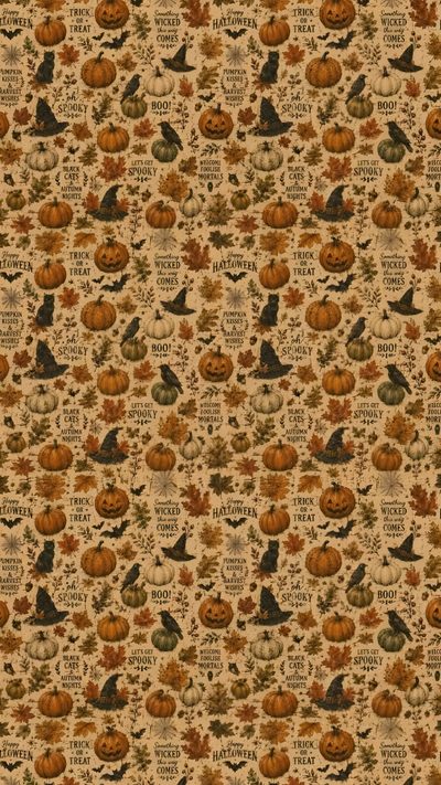 an image of a pattern with pumpkins and witches on it's side, as well as the words happy halloween Halloween Autumn Small Scale Craft Patterns, Cricut, Halloween, Pattern, sienna