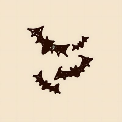 three bats flying in the air on a light brown and beige background with black outline Halloween Tan And Black Fall Aesthetic For Widgets, Fall Small Widget, Fall Aesthetic Widget Icons, bisque