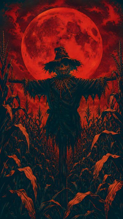 a scarecrow standing in the middle of a cornfield with his arms outstretched to the sky Halloween Attack Pumpkin Monster, Scarecrow Tattoo, Halloween Photos, Halloween, Scarecrow, black