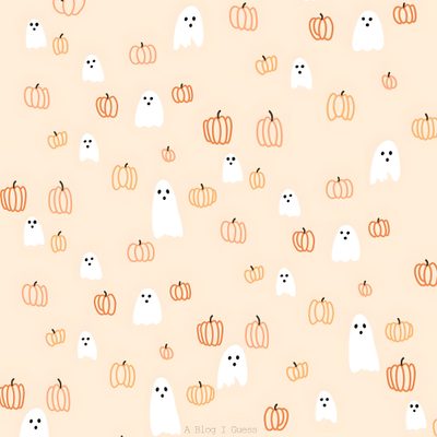an orange and white halloween pattern with ghost, pumpkins, and ghost faces on it Halloween Boo Halloween Orange White Fall Computer Backgrounds, Inspiration, Cute Fall Backgrounds, papaya whip