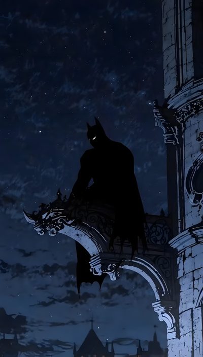 the dark knight rises in batman's castle at night, as seen from below Batman Halloween Dark Knight Live, Wall Paper Batman, Batman Moving 4k, Batman Comic Animation, black