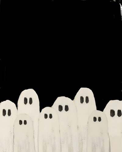 a group of ghost standing next to each other Halloween Widget Ideas Ipad Spooky, Simple Halloween Desktop, Spooky Ipad, Spooky Ipad Background, black