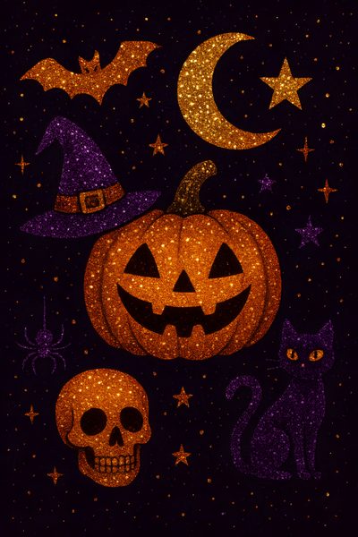 an image of halloween pumpkins and cats Halloween Glitter Iphone Glittery Halloween, Glitter Halloween Background, Halloween Glitter, black