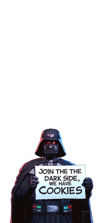 darth vader holding a sign that reads join the dark side, cookies Star Wars Halloween Phone Darth Vader Wall Paper, Starwars Iphone, Starwars Design, Darth Vader Iphone, white