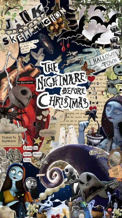 the nightmare before christmas collage is featured in this image with many different things on it Halloween Night Before Christmas Nightmare Before Christmas, Halloween Everyday, Never Again, dim gray