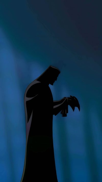 the silhouette of a man holding a bird in his hand, against a blue background Batman Long Halloween Bruce Wayne, Batman Pictures 4k, Batman Alone, Batman Long Halloween, dark slate gray
