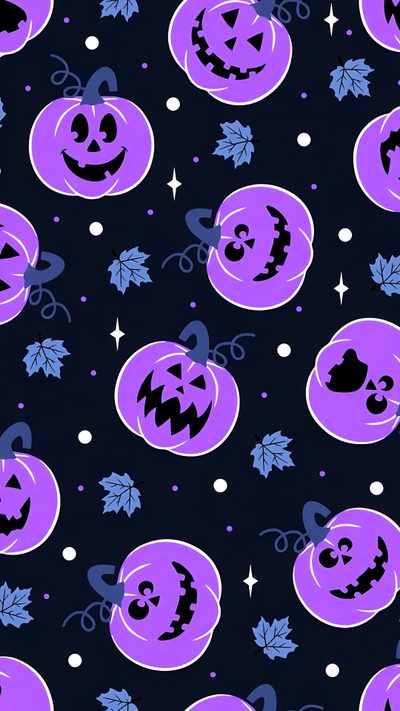 an image of halloween pumpkins with faces on them Halloween Smiles Lavender Purple Halloween Background Aesthetic, Purple Halloween Background Iphone, Purple Halloween Ipad, black