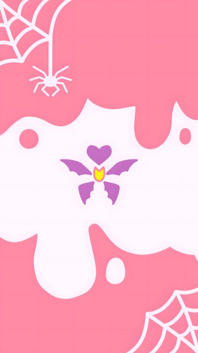 a pink background with spider webs and a yellow heart in the center on it Sapphic Halloween Cute Sapphic, Halloween Pride, Sapphic Halloween, Lesbian Halloween, hot pink