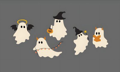 halloween ghostes with pumpkins and witches Free Cute Halloween Desktop Halloween For Computer, Aesthetic Halloween Laptop, Halloween Screensavers Laptop, dim gray