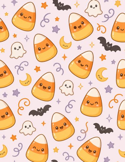 a pattern with candy and bats on a pink background Halloween Candy Design Pastel Candy, Halloween Boo, Pastel, Halloween, linen