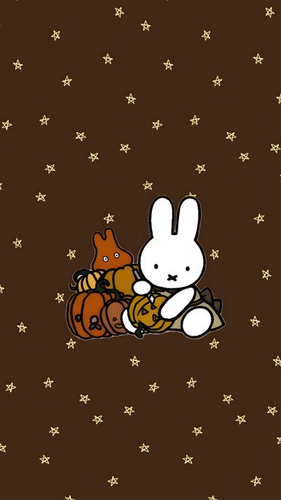 an image of a rabbit and other animals on a brown background with stars in the sky Miffy Halloween Fall Theme, Miffy Thanksgiving, Miffy Christmas Desktop, Miffy Christmas, dark slate gray