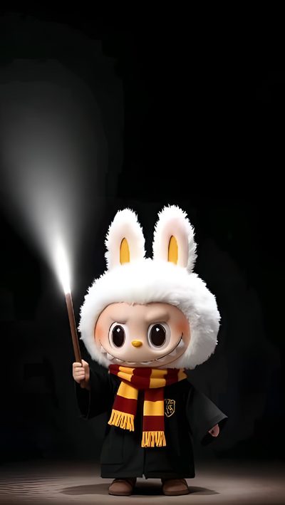 a person dressed as a rabbit holding a wand Halloween Labubu Animated Cute Labubu Animated, Labubu Live Photo Download, Labubu Live Android, black