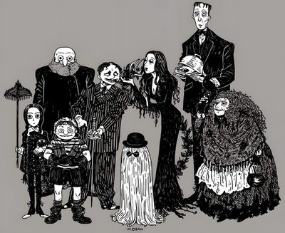 a group of people dressed up in halloween costumes Halloween Addams Family Adams Family Aesthetic, Adams Family, The Addams Family Cartoon, dark gray