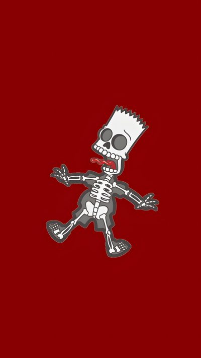 the simpsons skeleton is dancing on red background Bart Simpson Halloween Bart Simpson Iphone, Bart Simpson Ghost, Simpsons Halloween, maroon