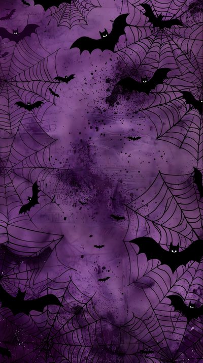 bats and spider webs on a purple background Halloween Purple Bat Purple Halloween, Halloween Backgrounds Purple, Cool, dark slate blue
