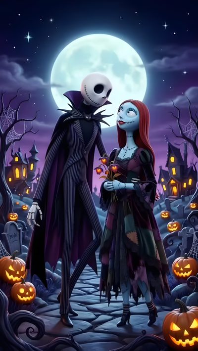 a couple dressed up as jack and sally from the nightmare before halloween Halloween Jack And Sally Anime Zombie, Nightmare Before Christmas Merchandise, Jack Nightmare Before Christmas, dark slate gray