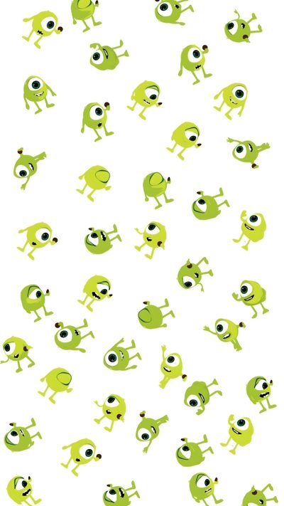 an image of green aliens with eyes and legs on a white background for wallpaper Monsters Inc Halloween Green And White Phone, Mike Wazowski Aesthetic, Mike Wazowski, snow