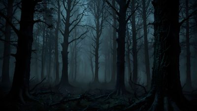 a dark forest filled with lots of trees Halloween Woods Night Forest Background, Gloomy Forest, Night Forest, Dark Forest, Forest Background, black