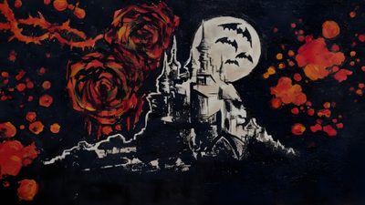 a painting on the side of a building Mcr Halloween Mcr Desktop, Red Pc, Whatsaheart Pc, Mcr Pc Background, Banner Ideas Twitter, black